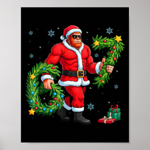 Santa Bigfoot Christmas Tree Sasquatch 67 Six Seve Poster