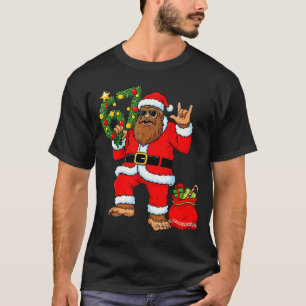 Santa Bigfoot Christmas Tree Sasquatch 67 Six Seve T-Shirt