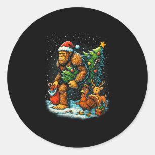Santa Bigfoot Christmas Tree Turkey Reindeer Thank Classic Round Sticker