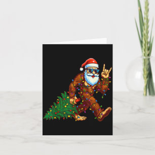Santa Bigfoot Christmas Tree Xmas Funny Christmas  Card