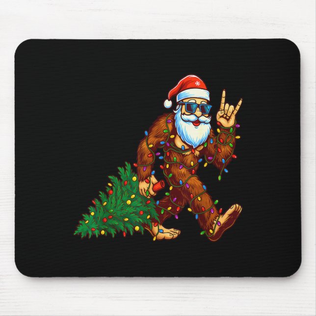 Santa Bigfoot Christmas Tree Xmas Funny Christmas  Mouse Pad (Front)