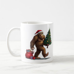 Santa Bigfoot Christmas Tree Xmas Lights Coffee Mug