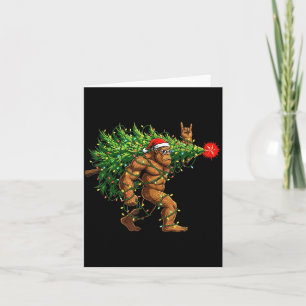 Santa Bigfoot Christmas Tree Xmas Lights Funny Sas Card