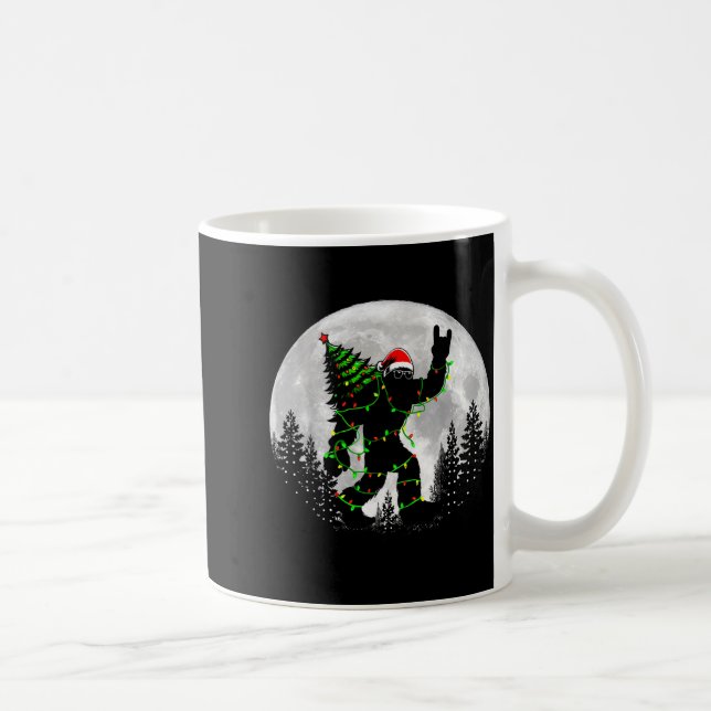 Santa Bigfoot Christmas Tree Xmas Lights Funny Sas Coffee Mug (Right)