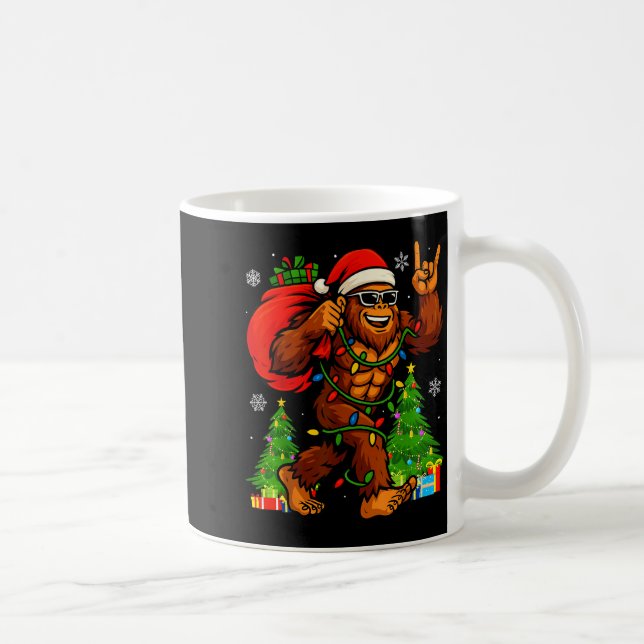 Santa Bigfoot Christmas Tree Xmas Lights Funny Sas Coffee Mug (Right)
