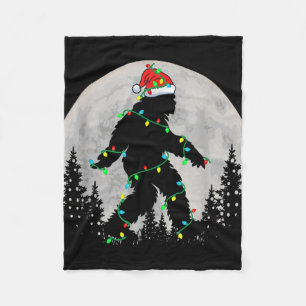 Santa Bigfoot Christmas Tree Xmas Lights Funny Sas Fleece Blanket