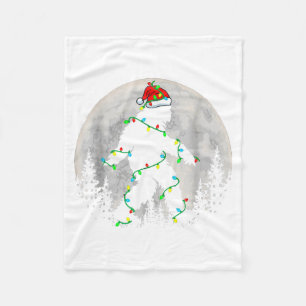 Santa Bigfoot Christmas Tree Xmas Lights Funny Sas Fleece Blanket
