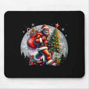 Santa Bigfoot Christmas Tree Xmas Lights Funny Sas Mouse Pad