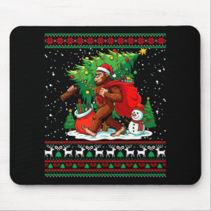 Santa Bigfoot Christmas Tree Xmas Lights Funny Sas Mouse Pad