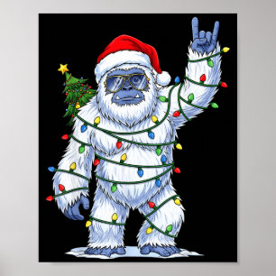 Santa Bigfoot Christmas Tree Xmas Lights Funny Sas Poster