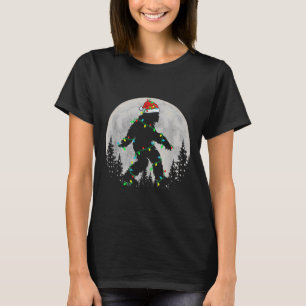 Santa Bigfoot Christmas Tree Xmas Lights Funny Sas T-Shirt