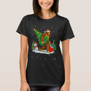 Santa Bigfoot Christmas Tree Xmas Lights Funny Sas T-Shirt