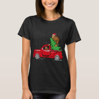 Santa Bigfoot Riding Red Truck Sasquatch Christmas