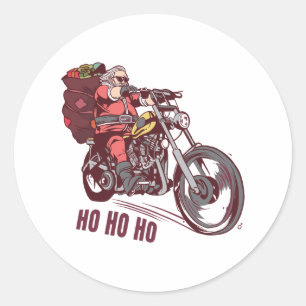 Santa Biker Christmas Costume for Bikers Invitatio Classic Round Sticker