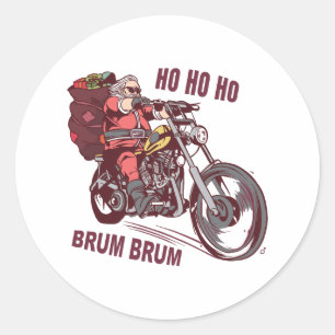 Santa Biker Christmas Costume for Bikers Invitatio Classic Round Sticker