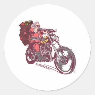 Santa Biker Christmas Costume for Bikers Invitatio Classic Round Sticker