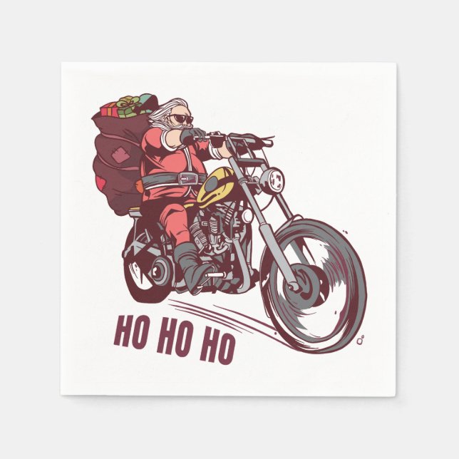 Santa Biker Christmas Costume for Bikers Invitatio Napkin (Front)