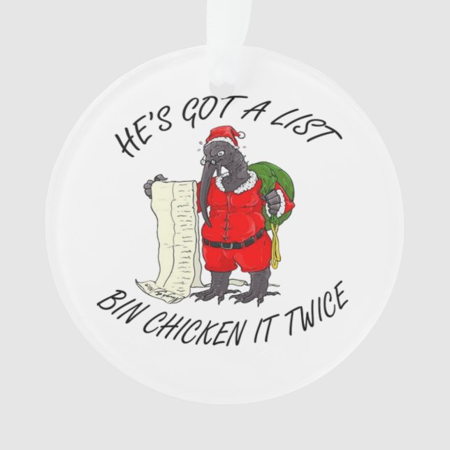 Santa Bin Chicken  Ornament (Front)