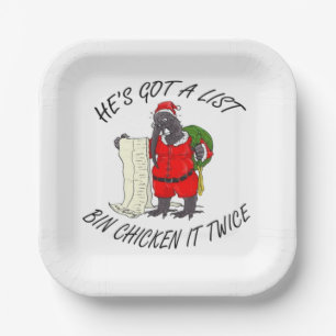 Santa Bin Chicken Paper Plate