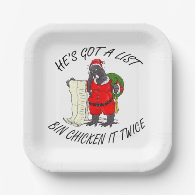 Santa Bin Chicken  Paper Plate (Front)