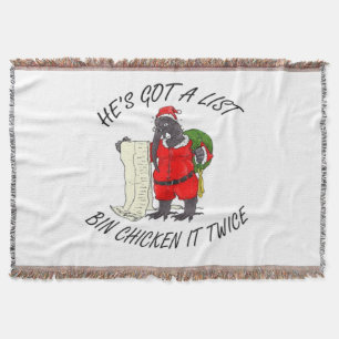 Santa Bin Chicken Throw Blanket