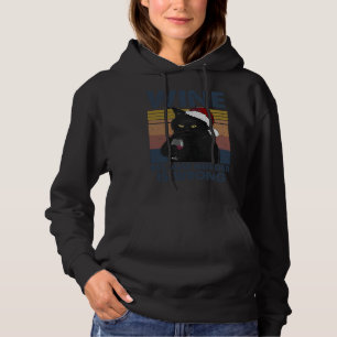 Santa Black Cat Drinking Because Murder Is Wrong W Hoodie