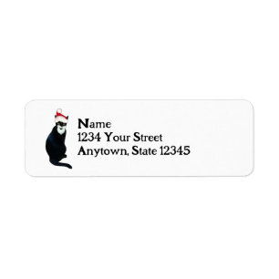 Santa Black Cat Return Address Labels