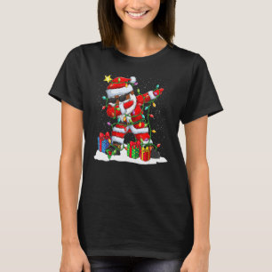 Santa Black Dabbing Christmas T-shirt Light Xmas C