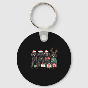 Santa Black Goldendoodle Christmas Winter Goldendo Key Ring