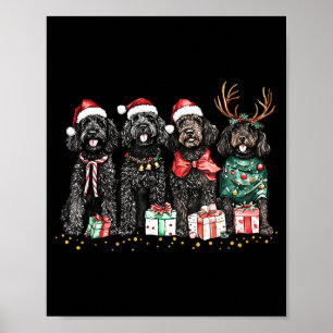 Santa Black Goldendoodle Christmas Winter Goldendo Poster