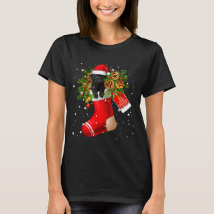 Santa Black Toy Odle In Christmas Sock Pajama T-Shirt
