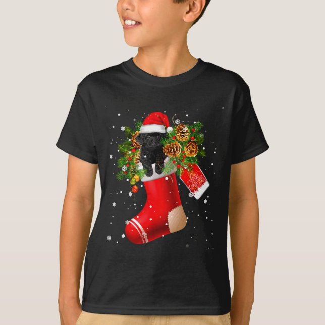 Santa Black Toy Odle In Christmas Sock Pajama  T-Shirt (Front)