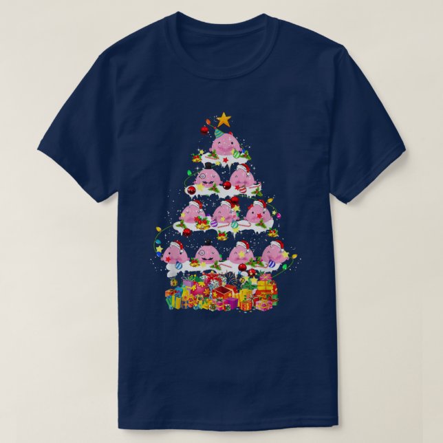 Santa Blobfish Christmas Tree Xmas Lights Blobfish T-Shirt (Design Front)