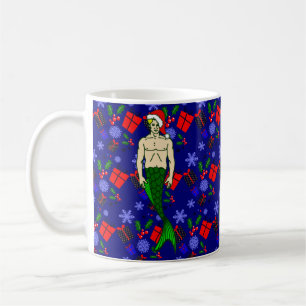 santa blonde merman ugly xmas mermaid gifts coffee mug