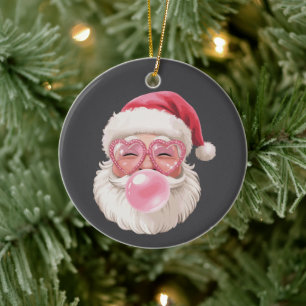 Santa Blowing Bubble Christmas Funny Xmas Ceramic Ornament
