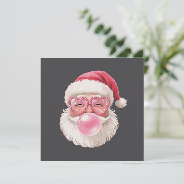 Santa Blowing Bubble Christmas Funny Xmas Invitation (Standing Front)