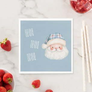 Santa Blue Hat Ho! Ho! Ho! Christmas Napkin