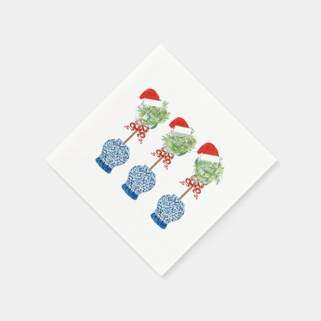 Santa Blue White Ginger Jar jars Topiary Placemat Napkin (Corner)