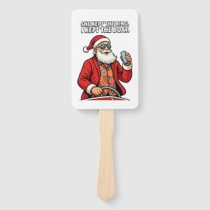 Santa Boat Captain Holiday Quote Funny Christmas Hand Fan