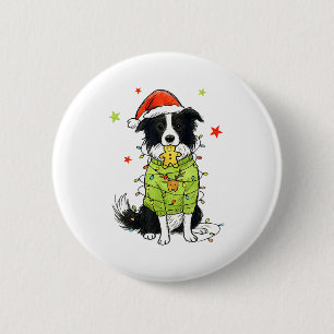 Santa Border Collie Christmas Border Collie Dog Mo 6 Cm Round Badge