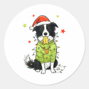 Santa Border Collie Christmas Border Collie Dog Mo Classic Round Sticker