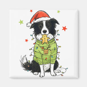 Santa Border Collie Christmas Border Collie Dog Mo Magnet