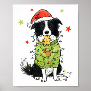 Santa Border Collie Christmas Border Collie Dog Mo Poster