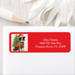 Santa Border Collie Christmas Return Address  Label