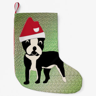 Santa Boston Terrier Small Christmas Stocking