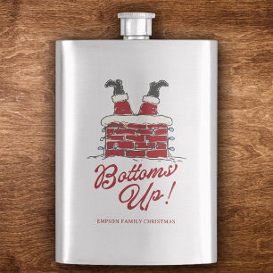 Santa Bottoms Up Funny Christmas Holiday Party Hip Flask