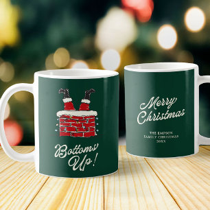 Santa Bottoms Up Funny Holiday Kitchen and Gift Coffee Mug