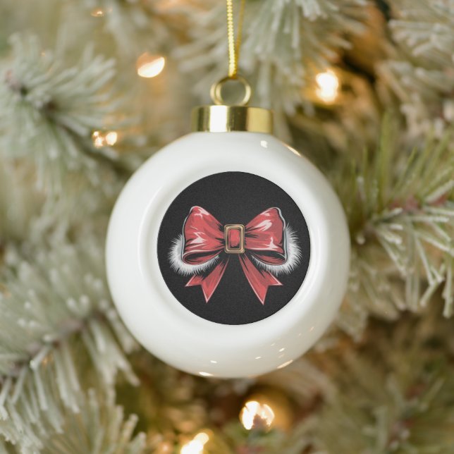 Santa Bow Noel Santa Coquette Christmas Holiday  Ceramic Ball Christmas Ornament (Tree)