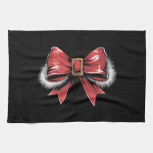 Santa Bow Noel Santa Coquette Christmas Holiday Tea Towel
