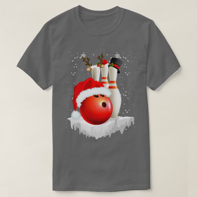 Santa Bowling Set Funny Bowling Lover T T-Shirt (Design Front)